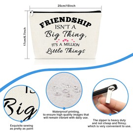 Friends Friendship Gifts for Women Makeup Bag Best Friend Birthday Gifts Cosmetic Bag Christmas Graduation Wedding Gift for Her Friend BFF Female Bestie Cosmetic Pouch Case Friendship Toiletry Bag