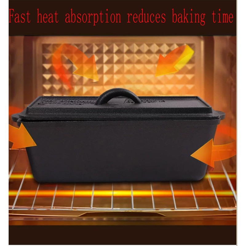 JINYEZI Cast Iron Bread Loaf Pan with Lid - 10x4.7