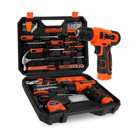 139-Piece Tool Set - Tool Kit with 8V Cordless Drill Driver in ToolBox Storage Case, General Household Drill Set for Home Repairs, Handyman, DIY Projects