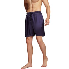 Mens Pajama Pants,Satin Pajama Boxer Shorts with Elastic Waistband,Pajama Pants for Men Purple XL