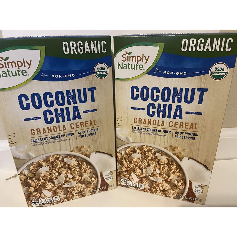 Simply Nature (2) boxes 12.3 oz Non-GMO Organic Coconut Chia