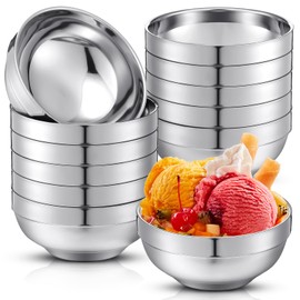 Teenyyou 12 Pack 28 oz Stainless Steel Bowls Double Walled Insulated Ice Cream Bowls for Serving Soup Rice Cereal (Bright Style)