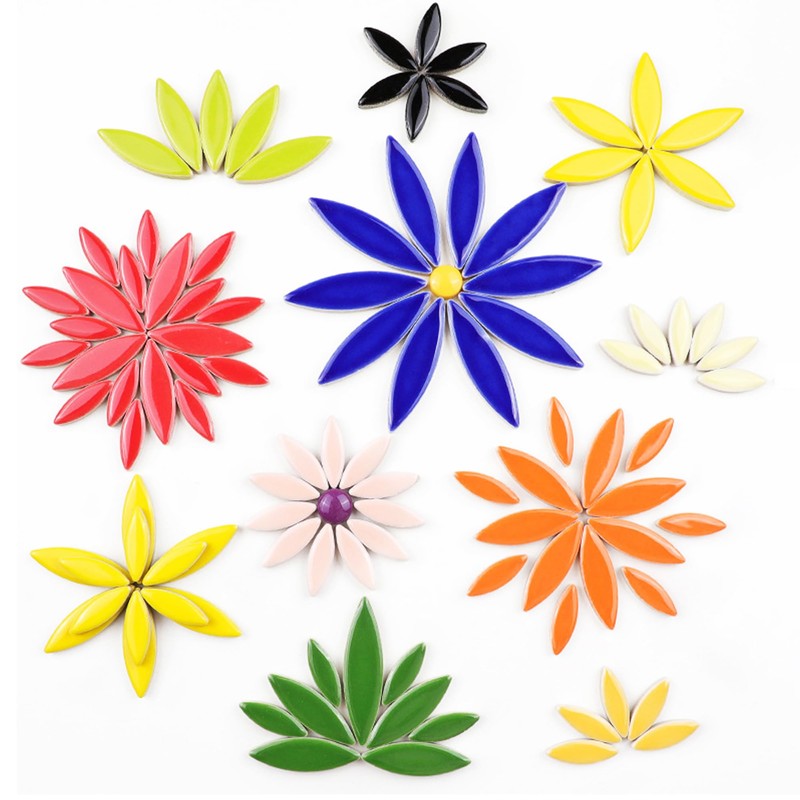 500g/Set Petal Mosaic Tiles Leaf Petal Ceramic Tiles for Crafts,