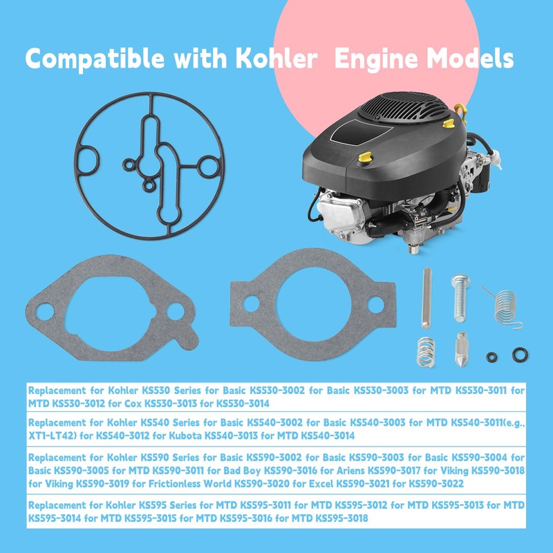 GLOXTED 22-757-01-S Carburetor Overhaul Kit Replacement for Kohler KS530 KS540