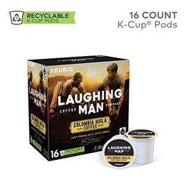 Laughing Man, Colombia Huila, Single-Serve Keurig K-Cup Pods, Dark Roast Coffee, 96 Count (6 Boxes of 16 Pods)