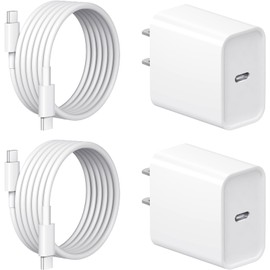 iPhone 17 16 15 Charger Fast Charging 2+2Pack 20W USB C Wall Charger with 6FT Fast Charging Cable Compatible with iPhone 17/17 Air/17 Pro/17 Pro Max/iPhone 16/15 Series, iPad Pro/AirPods