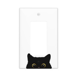 Cute Cat Black Single Gang Rocker Light Switch Cover Plates Decorative Outlet Covers, 1 Gang Rocker Wall Plate