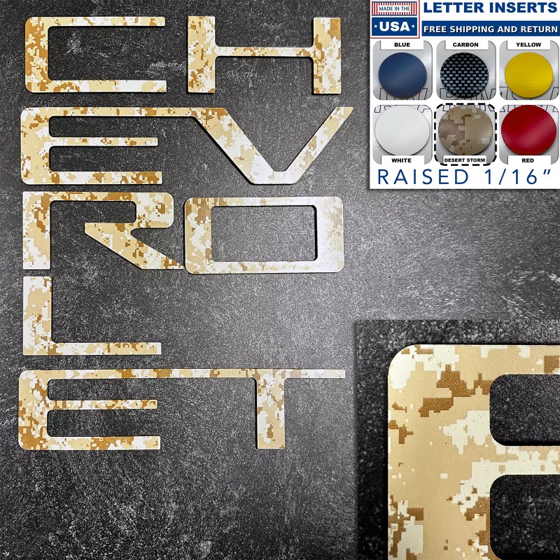 Advanced Trims DESERT STORM Raised Plastic Tailgate Letters Inserts NEW
