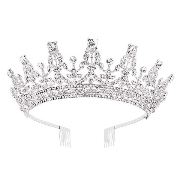Crystal Tiaras Crowns, Princess Crown for Women Girls Queen Crown with Comb for Bridal Wedding Birthday Prom Christmas Halloween Party Mother's Day Gift