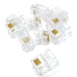 DRUT RJ10 4P4C Modular Crimps, 4P4C Plug Ends Cable Connectors, 10 Pieces, for Telephone Handset Cables, Leads 4-Pin Adapters