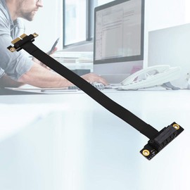 ASHATA 20 cm PCI-E 1X 90 Grados Cable de Extensión Flexible de Alta Velocidad con Cubierta de Protección de Dedos Dorada para Chasis 1U, 2U.