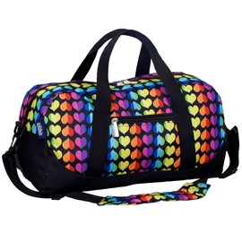 Wildkin Kids Overnighter Duffel Bag – Carry-On Size, Ideal for School & Sleepovers – Rainbow Hearts