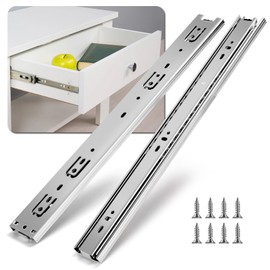ZHUOJUN 1 Pair Full Extension Drawer Slides 100 LB Load Capacity 8 10 12 14 16 18 20 22 24 Inch Side Mount Ball Bearing Kitchen Rails Metal Dresser Runners File Cabinet Trash Can Slider Glides