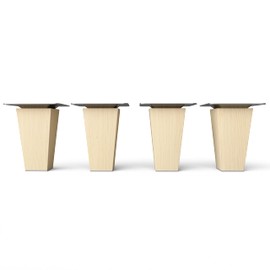 Sossai Clif Square HMF3 Natural Wood Untreated Beech Furniture Feet 8 cm High Square Straight Design for Dressers Shelves Cupboards