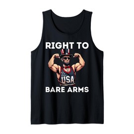 Right To Bare Arms US USA Flag Funny 4th of July Gym Workout Tank Top