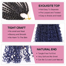 COOKOO 8 Pack Goddess Box Braids Crochet Hair 18 Inch Synthetic Bohemian Pre Looped Boho Box Braids With Curly Ends Braiding Hair Extension for Women 2/3#