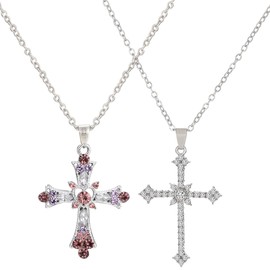 XYTAHDM 2-teilige Halskette mit Kreuzkette für Damen, hypoallergene 18 Karat vergoldete Kette, Kreuzanhänger aus Zirkonia für Damen, Modeschmuck für Frauen, Freundin, Mutter und Mädchen