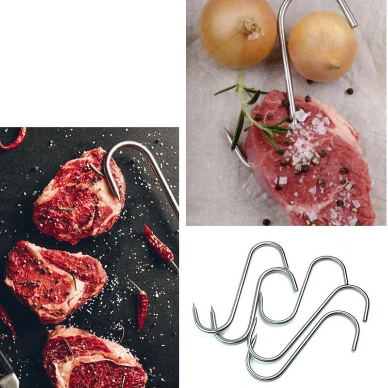 Butcher Hooks, 12 Pieces, S Hooks, Stainless Steel Smoking Hanging