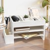 Elegant Designs HG1021-WWH Home Office Wood Tiered Organizer with Storage