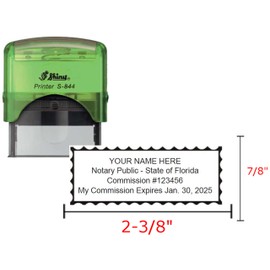 Florida Notary Stamp | Shiny Printer S-844 | Green Body | 2.3x0.81 Inch Rectangular Imprints | Self Inking