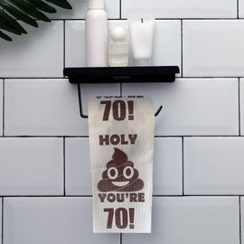 Happy 70th Birthday Gifts, 3-Ply Funny Toilet Paper Roll, Holy Poop You're 70 Printed Toilet Paper Gag Gift, Pranks & Surprises Bathroom Decor for Boys Son and Girls, Cheers to 70 Bday Party Supplies