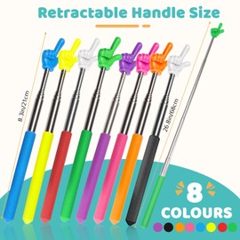 Bagentry 8 Pcs Teacher Pointer Stick for Classroom Extendable Pointer Finger Telescoping Hand Pointer Retractable Pointing Stick Reading Aid for Presentation Whiteboard (8 Colors)