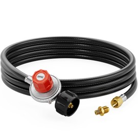 CALPOSE 15FT High Pressure Propane Regulator Hose, 0~20PSI Adjustable Propane Tank Regulator, QCC1 & 3/8” Female, Fit for Turkey Fryer，Fish Fryer，Propane Burner，Fire Pit, Forge, and More