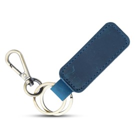 Llavero de piel personalizado de Estados Unidos, llavero de piel, llavero de coche, llavero de piel para hombres y mujeres, Azul, Regular