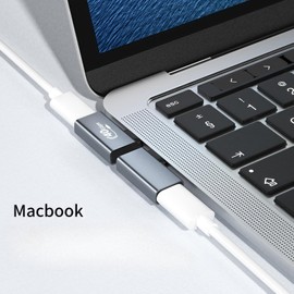 OUGCYG USB C Right Angle Adapter 2 Pack, 240W 40Gbps Male to Female USB-C Adapter Extender Compatible with Thunderbolt 4/3 for Steam Deck, ROG Ally, Switch,Quest 3 (Straight-Silver Gray)