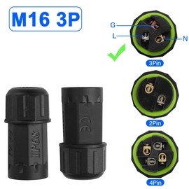 JSADZKJ Waterproof Electrical Cable Connector 3 Pin IP68 Outdoor Cable Waterproof Coupler Support to 3.5-10mm Wire Diameter for Outdoor billboards, Tunnel Lights, Street Lights 2 Pcs (3PIN)