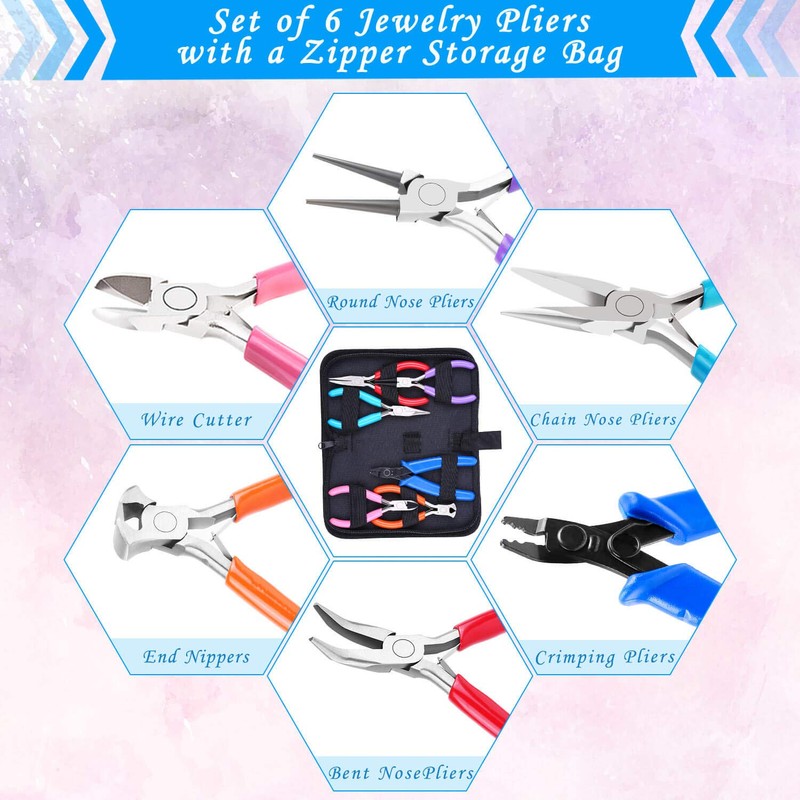 Acejoz Jewelry Making Tools Kit: 6pc Set, Including Needle Round