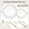N9R 150PCS White Plastic Plates with Disposable Silverware Set, Gold
