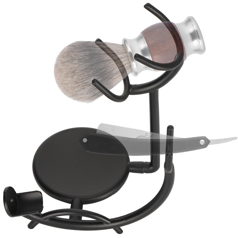 Curved Razor and Shaving Brush Stand Display Dry Brush Compatible