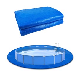 10 x 10 Ft Swimming Pool Ground Cloth, Round Swimming Pool Liner Pad Heavy Duty Pool Ground Mat Protector Pad Prevents Punctures Pool Tarp for Above Ground Swimming Pools