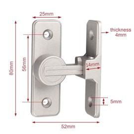 Sliding Door Lock Deadbolt Lock Black Luminous Door Bolt Sliding Door Lock Door Bolt Lock Indoor No Drilling Small Sliding Bolt Right Angle Buckle Privacy Lock (Silver 90 Degrees)