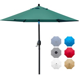 Sunnyglade 7.5' Patio Umbrella Outdoor Table Market Umbrella with Push Button Tilt/Crank, 6 Ribs (Dark Green)