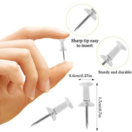 Senshuomy Colorful Push Pins for Bulletin Board, Heavy Duty Thumb Tacks for Notice Board, Rust-Resistant Map Tacks in Plastic Storage Box, Perfect for School and Office Use(200 PCS/Clear)