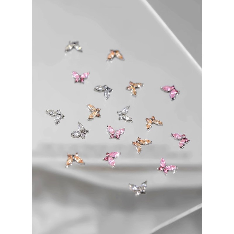 30 Piece Set Nail Parts, Butterfly, Clear, 3D Dimensional, Butterfly