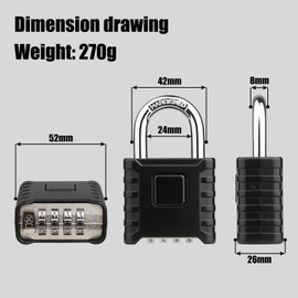 2 Pack Heavy Duty Combination Padlock [One-Touch Unlock], Diyife Large Outdoor Weatherproof Padlock, High Security, Design of Hidden Password Suitable for Locker, Home, School, Garage (Black+Silver)