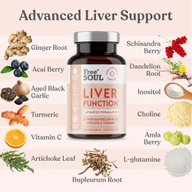Liver Supplement - Advanced Liver Cleanse, Detox & Repair | High Strength Liver Care with Choline, Dandelion Root, Turmeric, Artichoke, Ginger, Acai and More | 120 Tablets Gluten Free & Vegan
