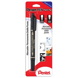 Marcador Permanente Pentel Doble Punto Blister Pack con 01 Pieza Color Negro-N65WBP-A