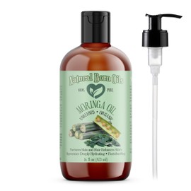 Natural Born Oils Moringa Oil, 16oz, Organic, Cold-Pressed, Nutrient-Rich, Excellent for Soft Skin, Healthy Hair