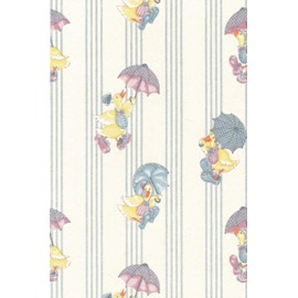 Dollhouse Miniature Wallpaper, Raining Ducks, White, 3 pc #MG152D2