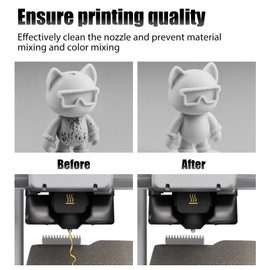 3D Printer Nozzle Silicone Brush Compatible with Bambu Lab A1 mini, Nozzle Brush Replacement Kit for 3D Printer Hotbed Filament Buildup PLA PETG TPU ABS Cleaning (3 Pcs)