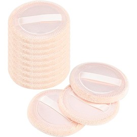 12 Pieces Cotton Makeup Puffs, Soft Face Compact Pads for Loose Setting Pressed Powder, 2.36 Inch (Beige)