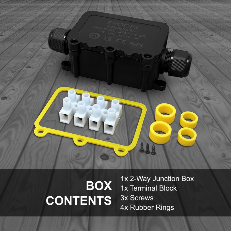 Evoges IP68 2-Way Waterproof Junction Box 0.5-6mm² 40A M20 with