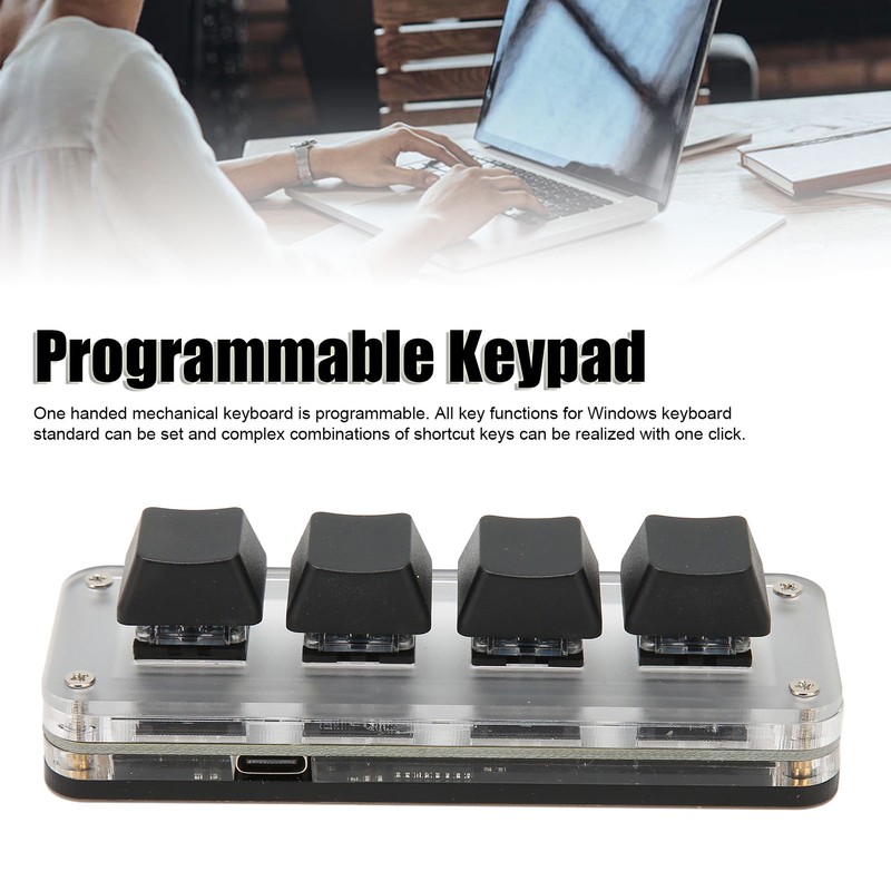 4 Fully Programmable Keys Mini Type C Wired One Handed