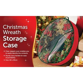 ADEPTNA Premium Christmas Wreath Storage Decoration Storage Case Red – Clear Zipped Cover Enables to Easily Identify the Contents (60CM X 20CM)