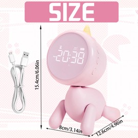 YOUYIKE Unicorn Digital Alarm Clock with Night Light Variable Shape, Supports USB Charging - Cute Desk Decoration for Boys and Girls, Children's Room and Study