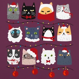 Shirtracer - Apron - Christmas Apron - Adult - Cats for Christmas, 1 eggplant